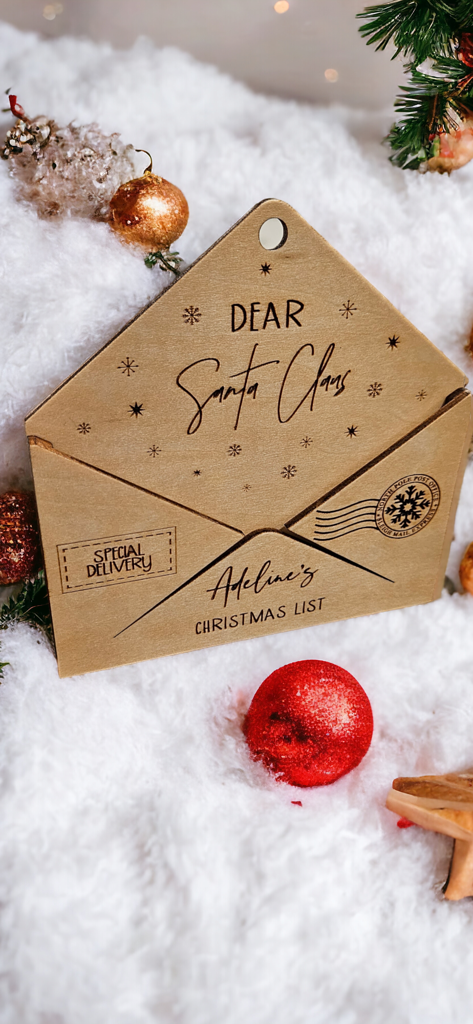 Wooden Envelope Letter to Santa Ornament