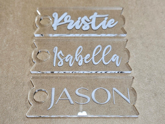 Tumbler topper nameplate - clear acrylic (SINGLE LAYER)