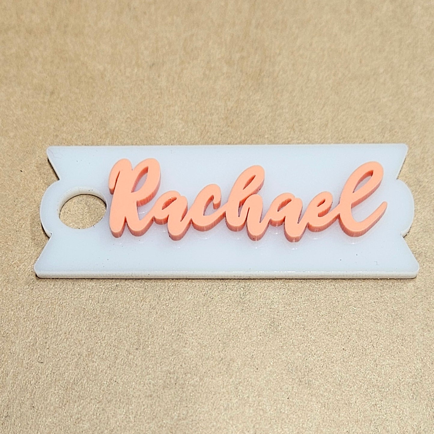 Tumbler topper nameplate - acrylic 2 layer (base layer and acrylic name layer