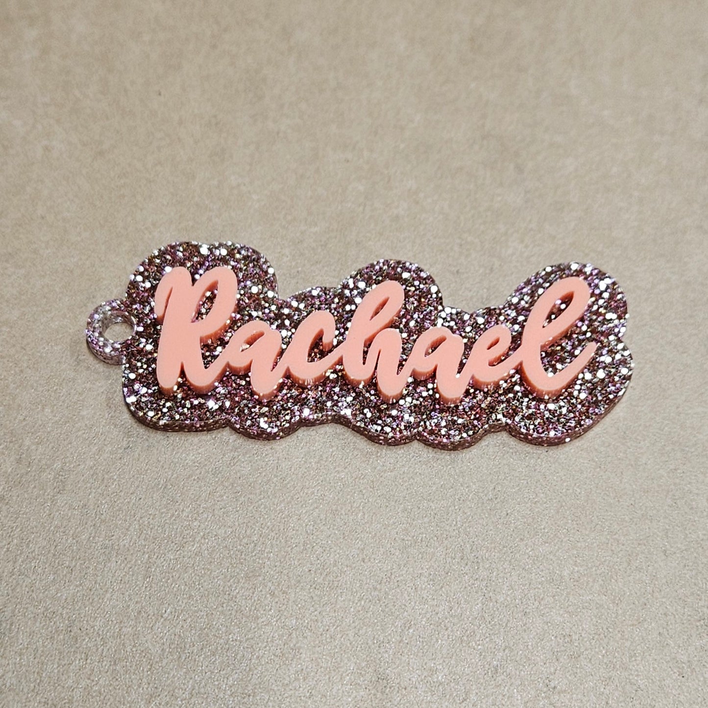 Tumbler topper nameplate - acrylic 2 layer (base layer and acrylic name layer