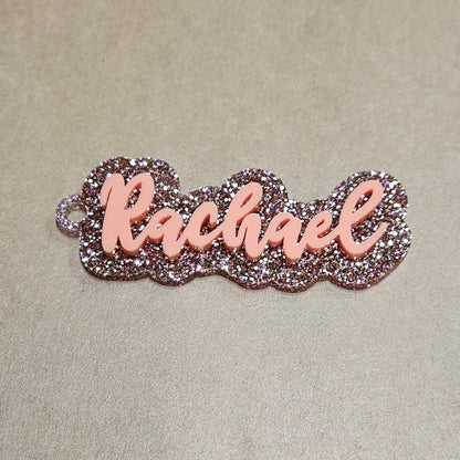 Tumbler topper nameplate - acrylic 2 layer (base layer and acrylic name layer