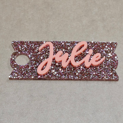 Tumbler topper nameplate - acrylic 2 layer (base layer and acrylic name layer