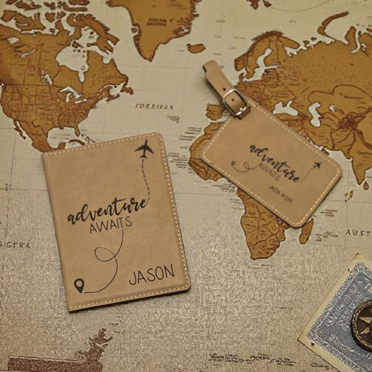 Personalized Travel Accessories Set – Passport Cover & Luggage Tag