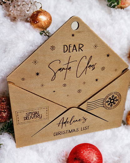 Wooden Envelope Letter to Santa Ornament