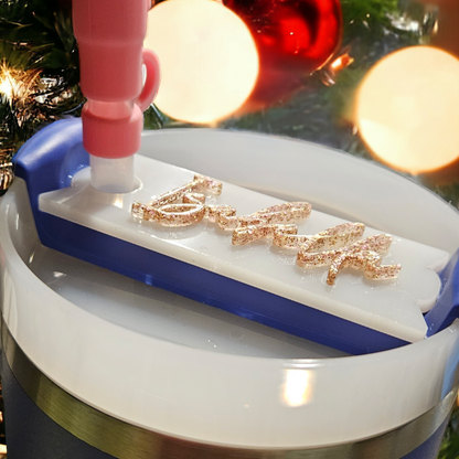 Tumbler topper nameplate - acrylic 2 layer (base layer and acrylic name layer