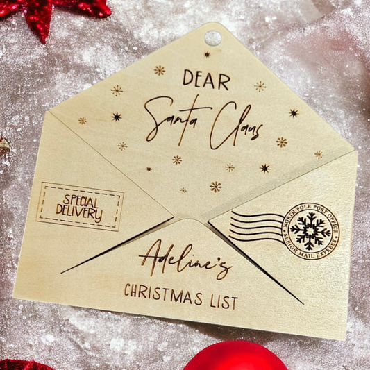 Wooden Envelope Letter to Santa Ornament