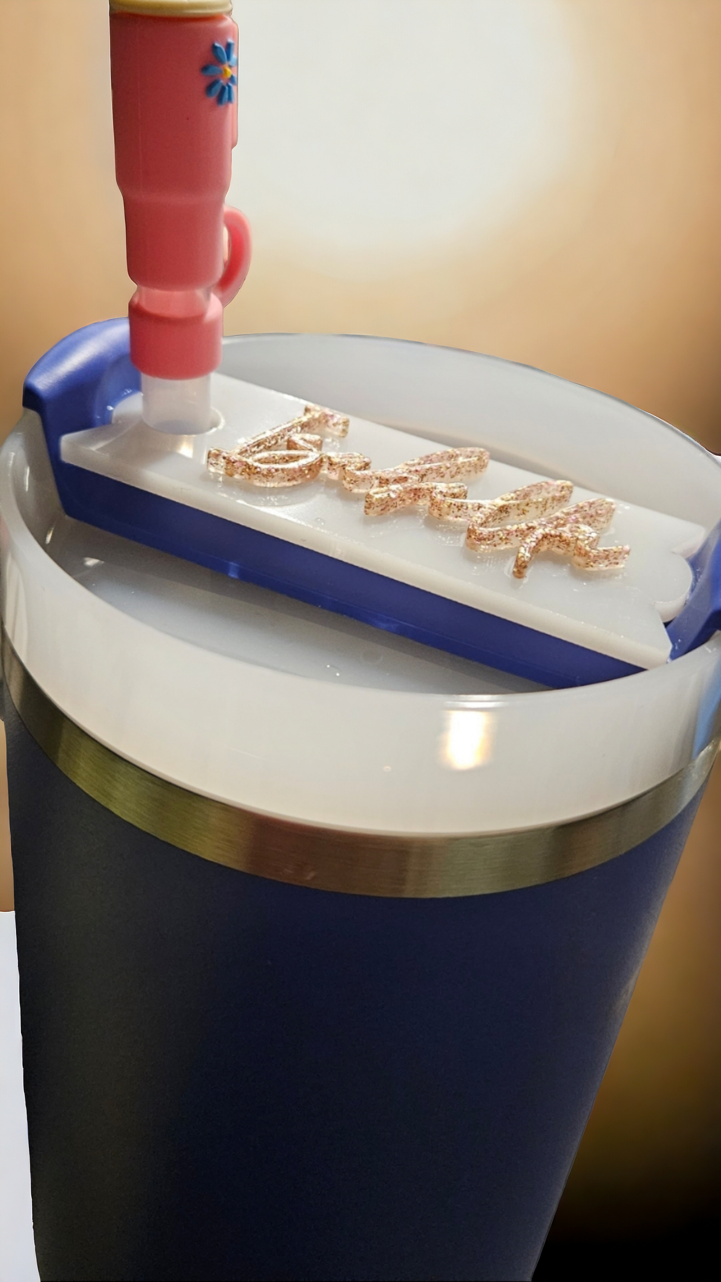 Tumbler topper nameplate - acrylic 2 layer (base layer and acrylic name layer